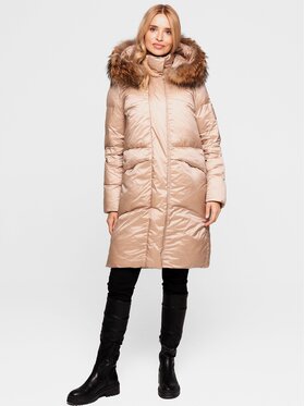 Perso Perso Kurtka damska BLH252525FXR Beżowy Regular Fit