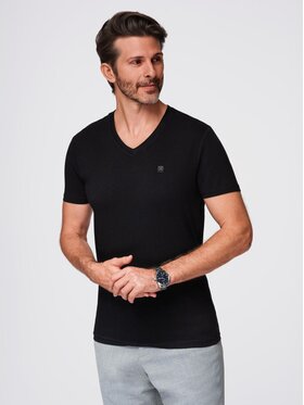 Ombre Ombre T-Shirt OM-TSCT-0106 Czarny Slim Fit