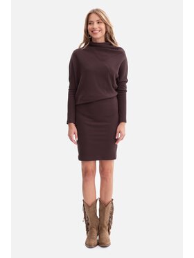 BeWear BeWear Sukienka dzianinowa b309 Brązowy Baggy Fit