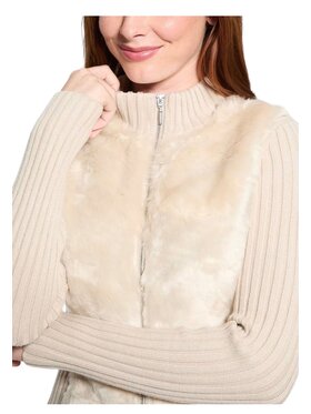 Guess Guess Ζακέτα Cardigan fur mix zip Μπεζ Regular Fit