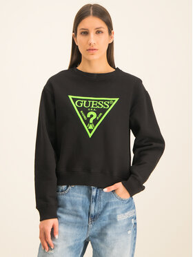Guess Guess Džemperis ar kapuci Neon Fleece W01Q56 K68I0 Melns Regular Fit