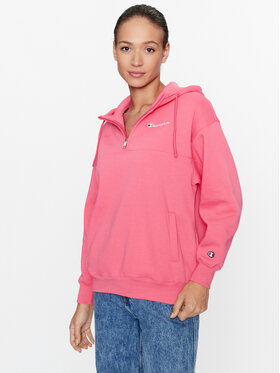 Champion Champion Bluza Hooded Half Zip Sweatshirt 116581 Różowy Oversize
