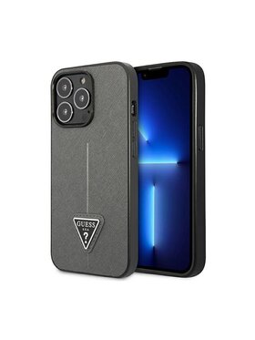 Guess Guess Etui na telefon Saffiano Triangle Logo Case Srebrny