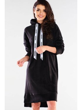 Awama Awama Sukienka dzianinowa A413 Czarny Basic Fit