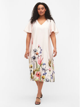 Zizzi Zizzi Ежедневна рокля M58843A Бял Loose Fit