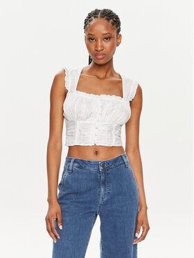 Guess Guess Bluză W4GH79 WAF10 Alb Regular Fit