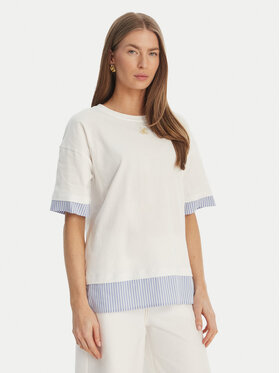 Luisa Spagnoli Luisa Spagnoli Tricou Baiadera 543155 Alb Regular Fit
