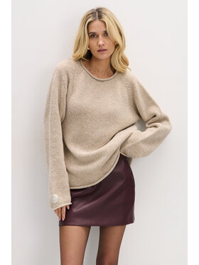 Fobya Fobya Sweter F2077 Beżowy Basic Fit