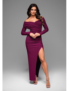 Ombre Ombre Sukienka wieczorowa LA-OM-DLR051 Bordowy Regular Fit