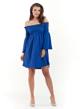 Awama Awama Sukienka letnia A228 Niebieski Basic Fit