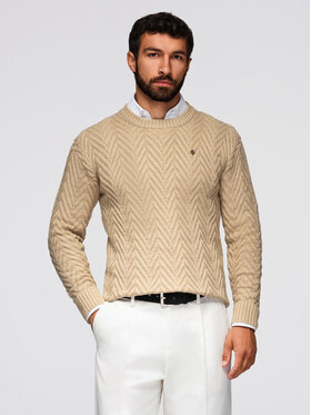 Ombre Ombre Svetr OM-SWSW-0190 Béžová Regular Fit