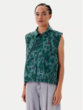 adidas adidas Vestă elegantă Animal Print 3-Stripes JV6958 Verde Loose Fit