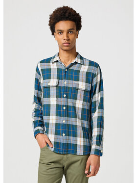 Wrangler Wrangler Koszula 2 PKT SHIRT Zielony Regular Fit