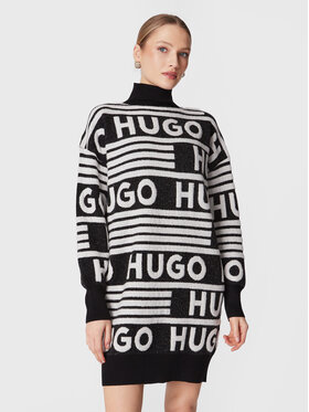 Hugo Hugo Sukienka dzianinowa Sisminy 50478976 Czarny Oversize