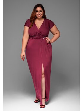 Ombre Ombre Sukienka wieczorowa LA-OM-DLR013 Bordowy Regular Fit