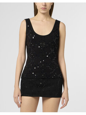 PHILIPP PLEIN PHILIPP PLEIN Tank top 30723 Czarny Skin Tight Fit