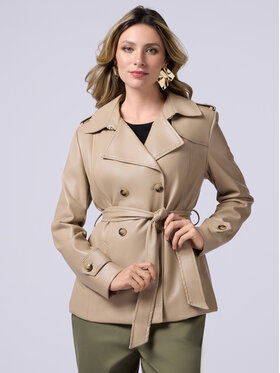 Oltre Oltre Kurtka z imitacji skóry R345R002139N002 Écru Regular Fit