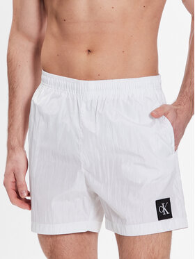Calvin Klein Swimwear Calvin Klein Swimwear Plavecké šortky Medium Drawstring KM0KM00819 Bílá Regular Fit