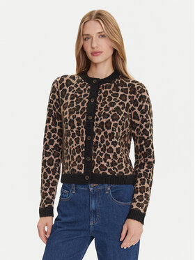 Tommy Jeans Tommy Jeans Kardigán Leopard DW0DW21968 Barna Regular Fit