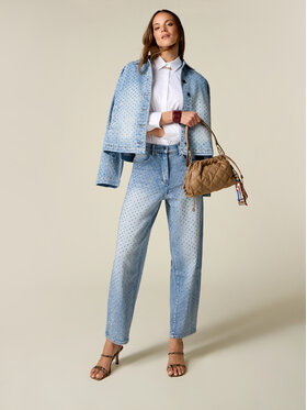 Oltre Oltre Jeansy P422R009374N004 Turkusowy Boy Fit