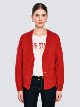 BIG STAR BIG STAR Kardigan KARDILA Czerwony Basic Fit