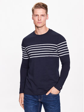 Tommy Hilfiger Tommy Hilfiger Longsleeve Placement Striped MW0MW30062 Granatowy Regular Fit