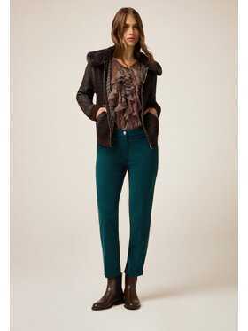 Oltre Oltre Pantaloni di tessuto P011R009067N035 Turchese Regular Fit