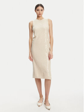 Marella Marella Sukienka koktajlowa Addetto 2523326024 Écru Regular Fit