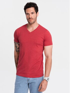Ombre Ombre T-Shirt OM-TSBS-0145 Czerwony Regular Fit