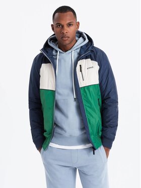 Ombre Ombre Kurtka przejściowa OM-JANP-0194 Zielony Regular Fit