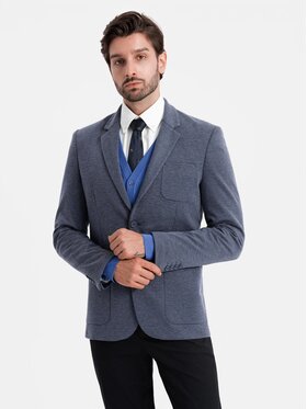 Ombre Ombre Marynarka OM-BLZB-0129 Granatowy Regular Fit