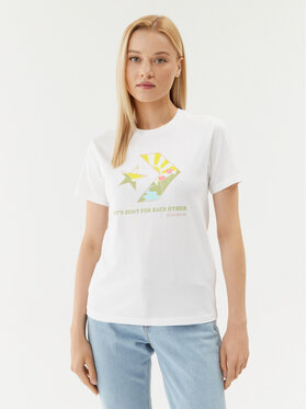 Converse Converse Marškinėliai Star Chevron Infill Tee 10025214-A01 Balta Regular Fit