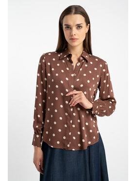 CLICK CLICK Koszula 10-6909 Brązowy Regular Fit