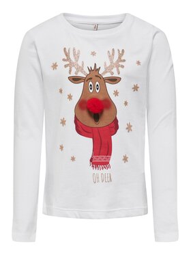 Kids ONLY Kids ONLY Блуза Xmas 15280278 Бял Regular Fit