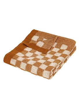 MIAhome MIAhome Koc pled bawełniany wzór szachownicy 130x180 cm Brązowy