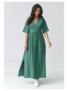 Makadamia Makadamia Sukienka codzienna M933 Zielony Loose Fit