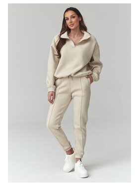 Makadamia Makadamia Dres A13 Beżowy Loose Fit