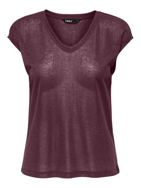 ONLY ONLY T-Shirt Silvery 15136069 Bordowy Loose Fit