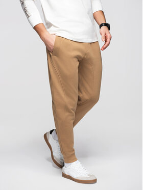 Ombre Ombre Spodnie dresowe OM-PABS-0305 Brązowy Regular Fit
