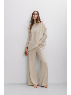 Fobya Fobya Komplet bluzka i spodnie F2108 Beżowy Basic Fit