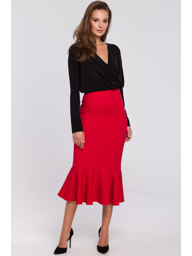 Makover Makover Midi sukňa K025 Červená Regular Fit
