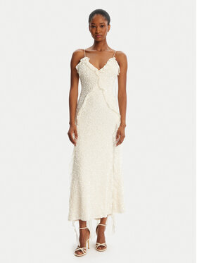 BARDOT BARDOT Sukienka koktajlowa Marsella Ruffle 59338DB1 Écru Regular Fit