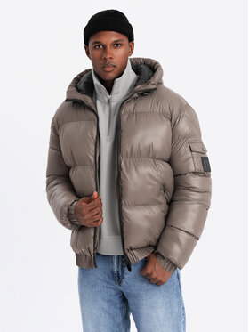 Ombre Ombre Vatovaná bunda OM-JAHP-0207 Béžová Regular Fit