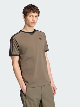 adidas adidas T-Shirt 3-Stripes Brązowy Regular Fit