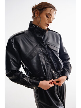 Mimika Mimika Kurtka skórzana bomber n^7 absolute black Czarny Relaxed Fit