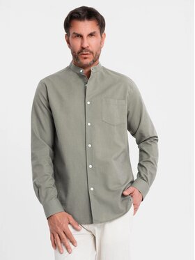Ombre Ombre Koszula OM-SHCS-0161 Khaki Regular Fit