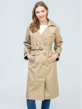 Perso Perso Trencz BLE262678F Beżowy Regular Fit