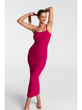 Nudyess Nudyess Sukienka dzianinowa Fly maxi z prążka Różowy Fitted Fit