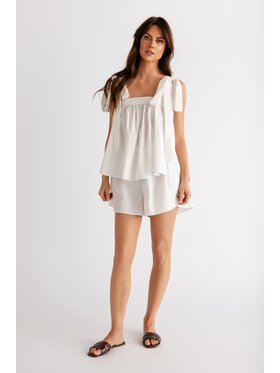 STONE SKIRTS STONE SKIRTS Komplet koszula i spodnie materiałowe Lila Biały Relaxed Fit