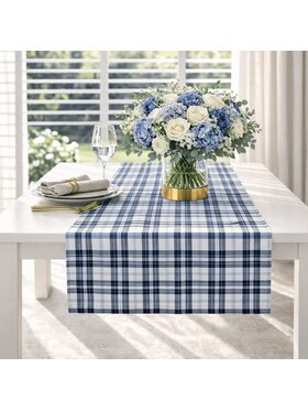 Roseberry Home Roseberry Home Bieżnik Blue Plaid Niebieski